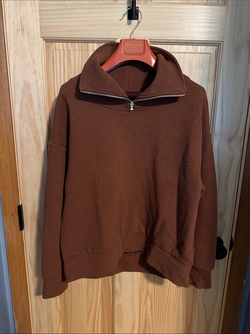 CALIA by Carrie Underwood Brown Half-Zip Textured Pullover